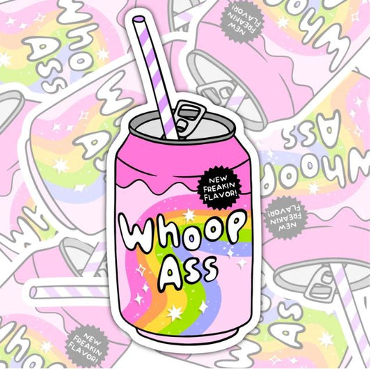 Can Of Whoop Ass, Mental Health Waterproof Sticker, Funny Water Bottle Sticker, Kindle Sticker, Laptop Sticker