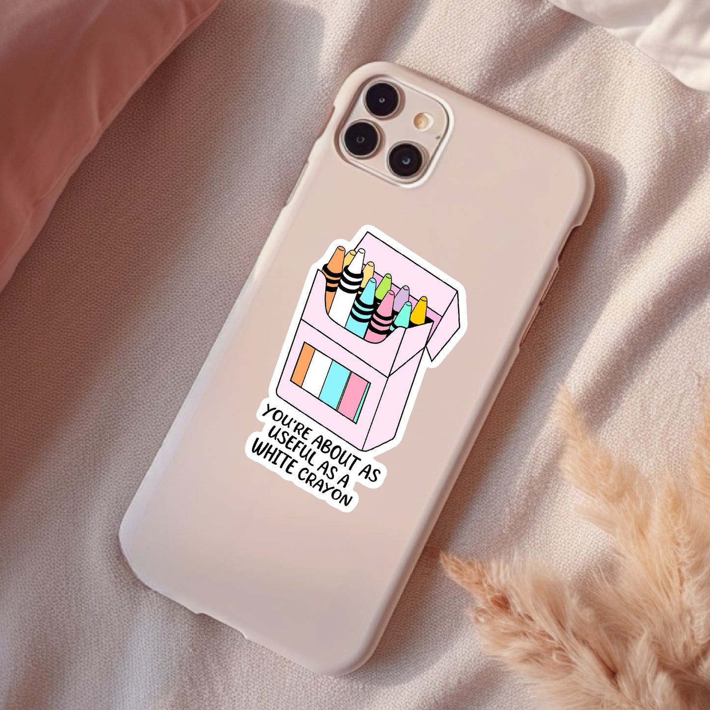 As Useful As A White Crayon, Funny Waterproof Sticker, Sarcastic Water Bottle Sticker, Kindle Sticker, Laptop Sticker