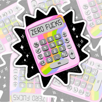 Zero Fucks, Funny Waterproof Sticker, Offensive Water Bottle Sticker, Sarcastic Kindle Sticker, Laptop Sticker