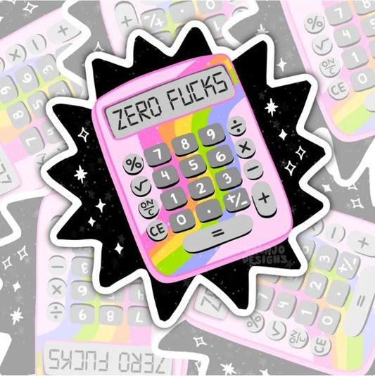 Zero Fucks, Funny Waterproof Sticker, Offensive Water Bottle Sticker, Sarcastic Kindle Sticker, Laptop Sticker